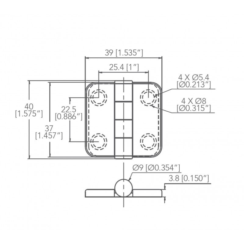 Miniatura: Cerniera inox con copertura MM 36X37