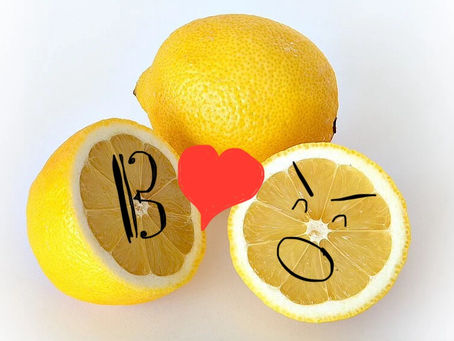 Lemons with alto clef, angry face, and heart