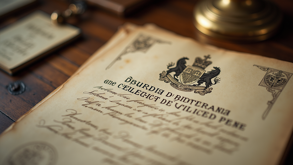 Close-up view of a historical document related to the Brazilian monarchy