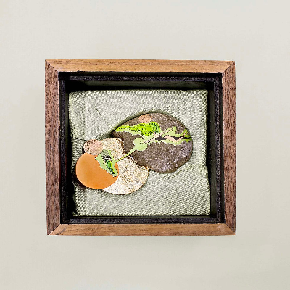 "Electric Attraction" Rock Collage with Custom Walnut Box