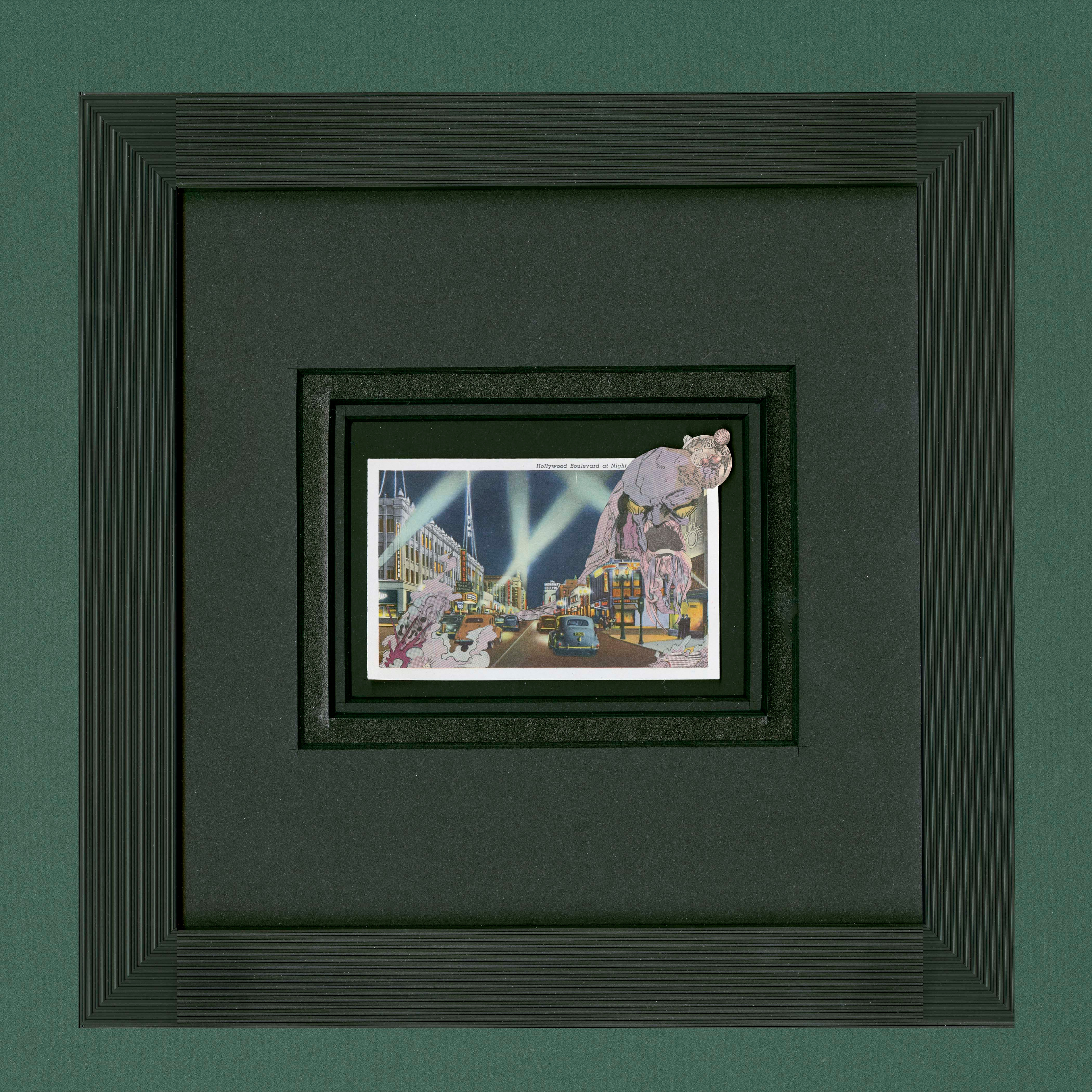 "Hollywood Boulevard at Night" Framed Original Fine Art Collage