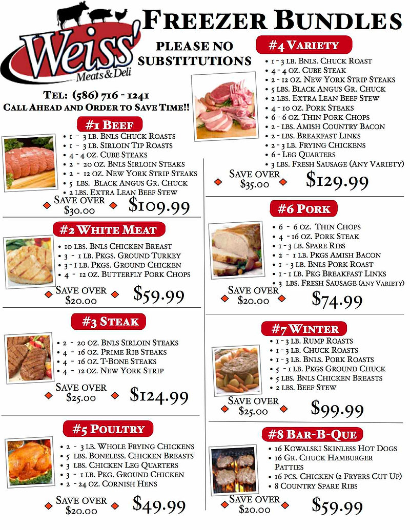 Meat Bundles from Weiss Meats & Deli in Seaton Michigan