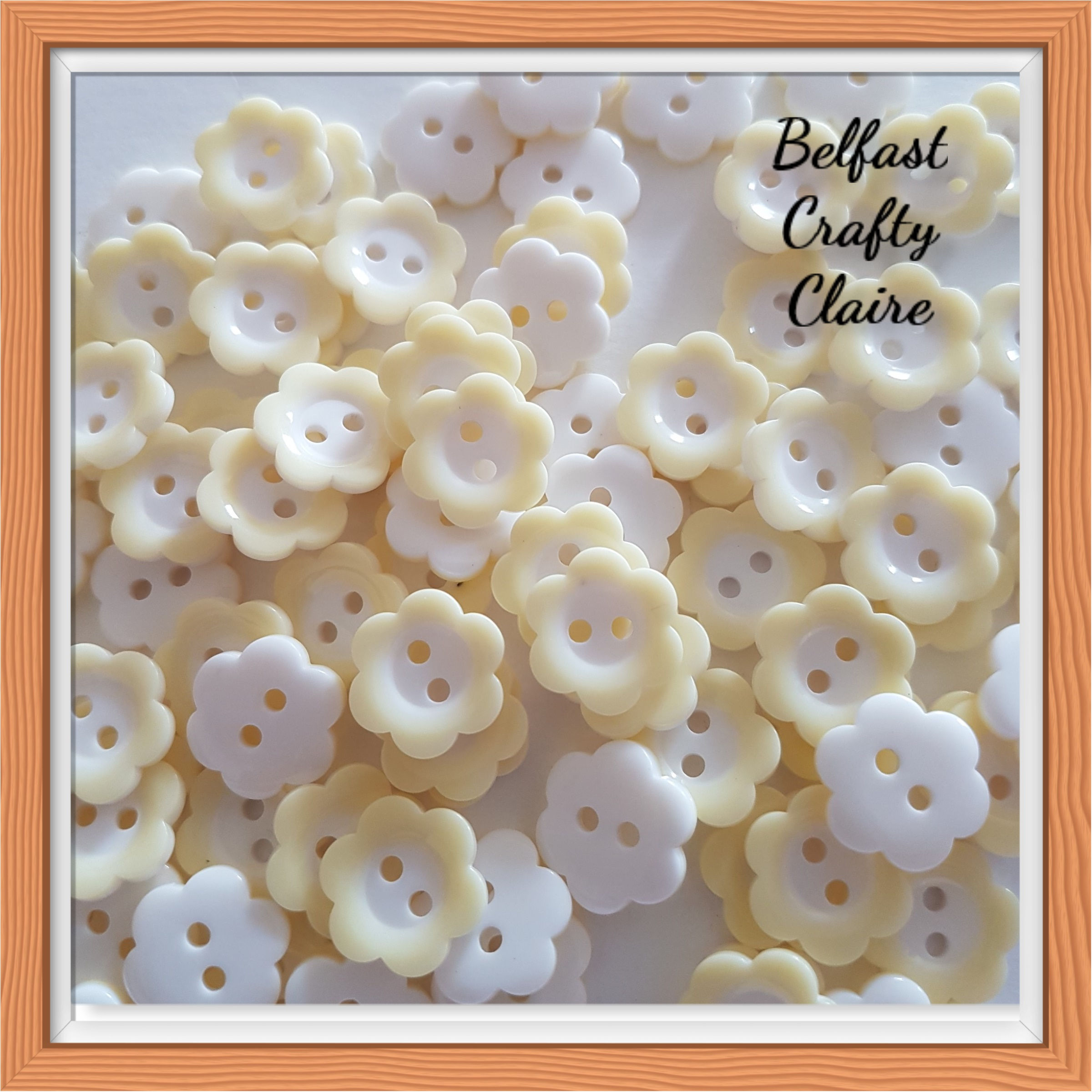 Baby Flower Edged Resin Buttons - CREAM - 2 Sizes Available