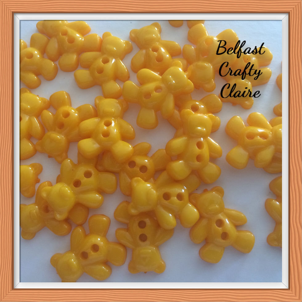 Teddy Bear Shape Plastic Buttons - DARKER YELLOW - Size 16mm - 10 Buttons