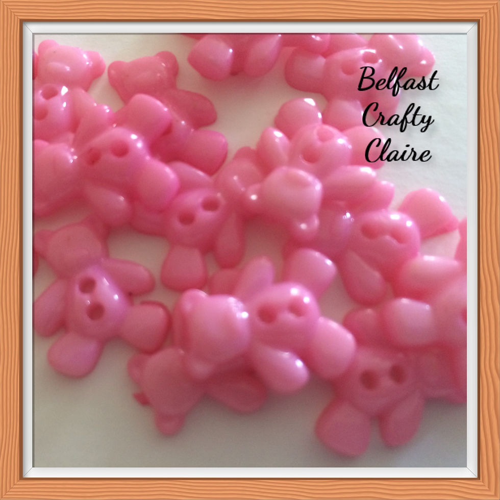 Teddy Bear Shape Plastic Buttons - PINK - Size 16mm - 10 Buttons