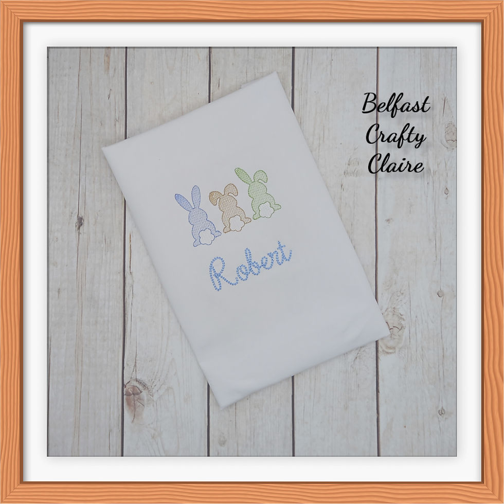 Thumbnail: Embroidered Baby Personalised - 3 Easter Bunnies Theme - T-Shirt