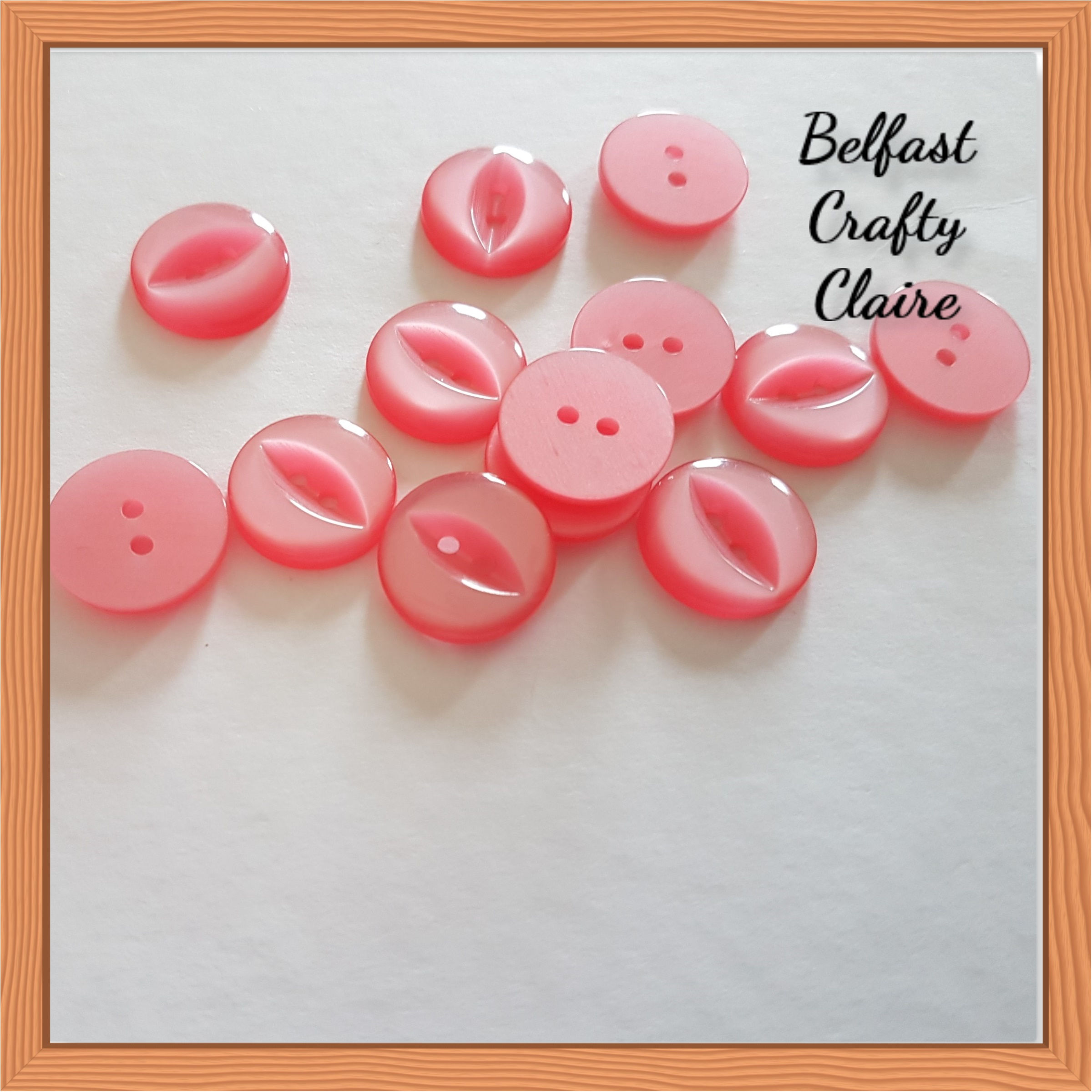 Fish Eye Style Resin Buttons - BRIGHT PINK (43) - 4 Sizes Available