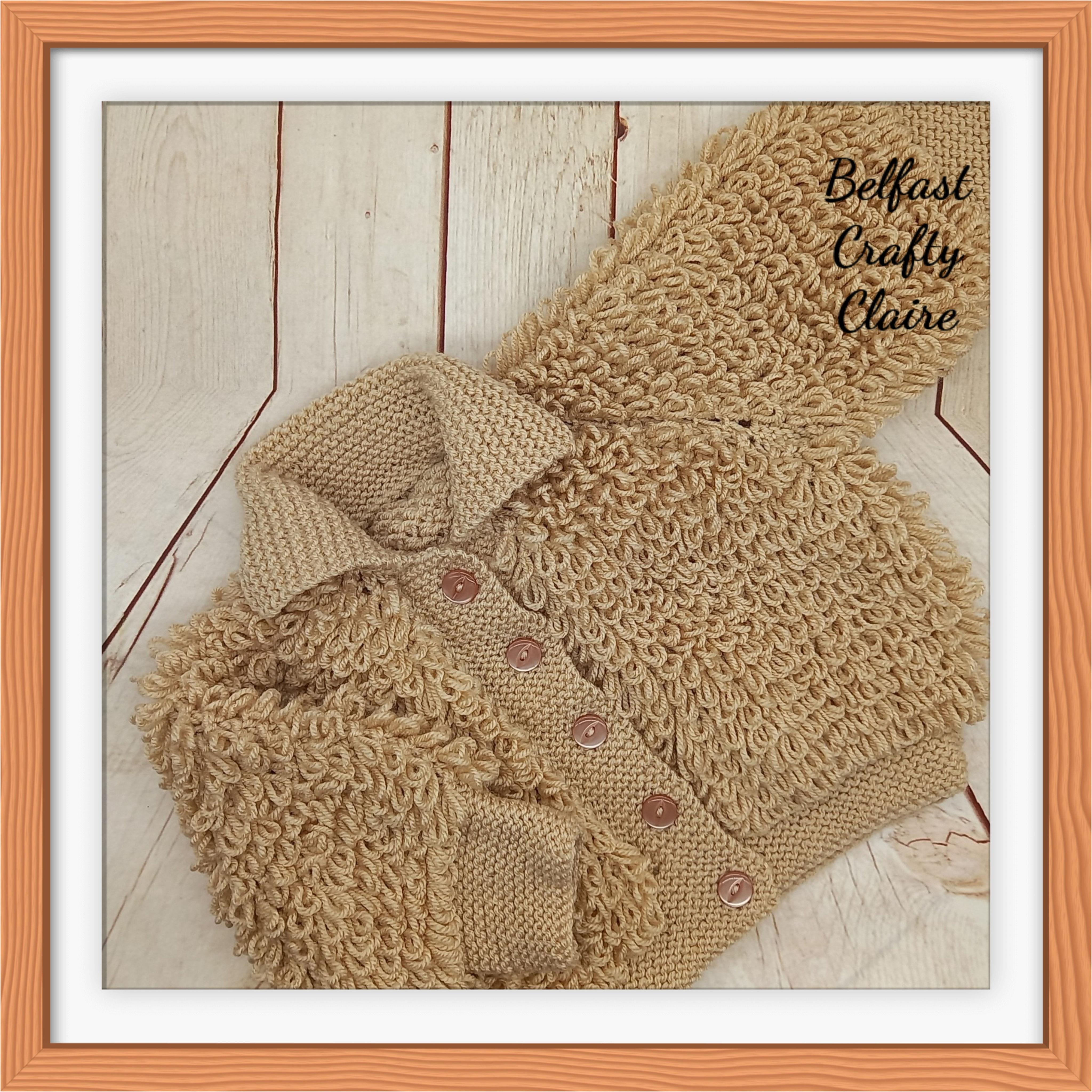 Hand Knitted Baby Loopy Cardigan - BROWN - 12-18 Months