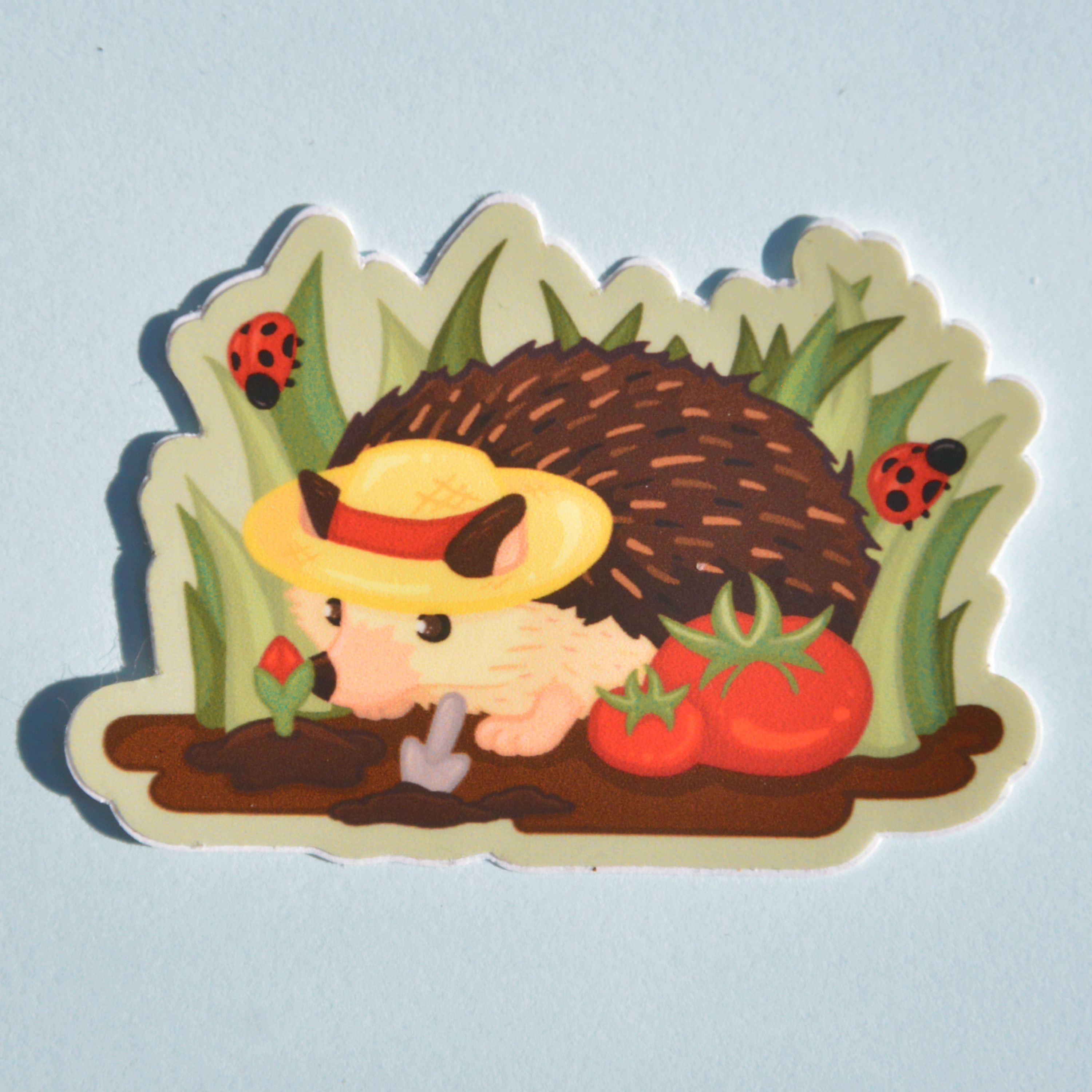 Gardening Hedgehog Vinyl Sticker