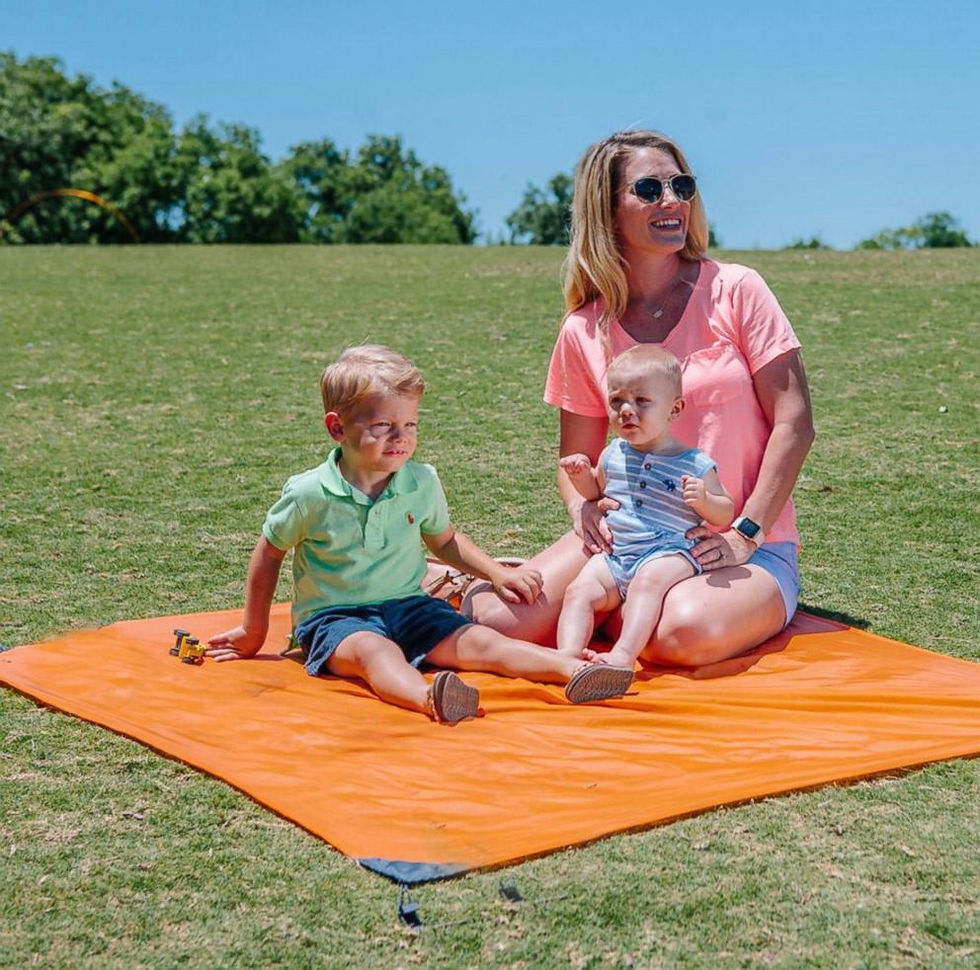 Thumbnail: Beach Mat Compact Picnic Blanket Foldable in Bag - Orange 153x153 cm