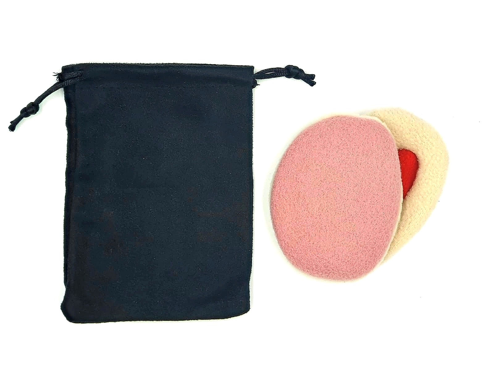 Pair of compact earmuffs in a storage pouch - pink