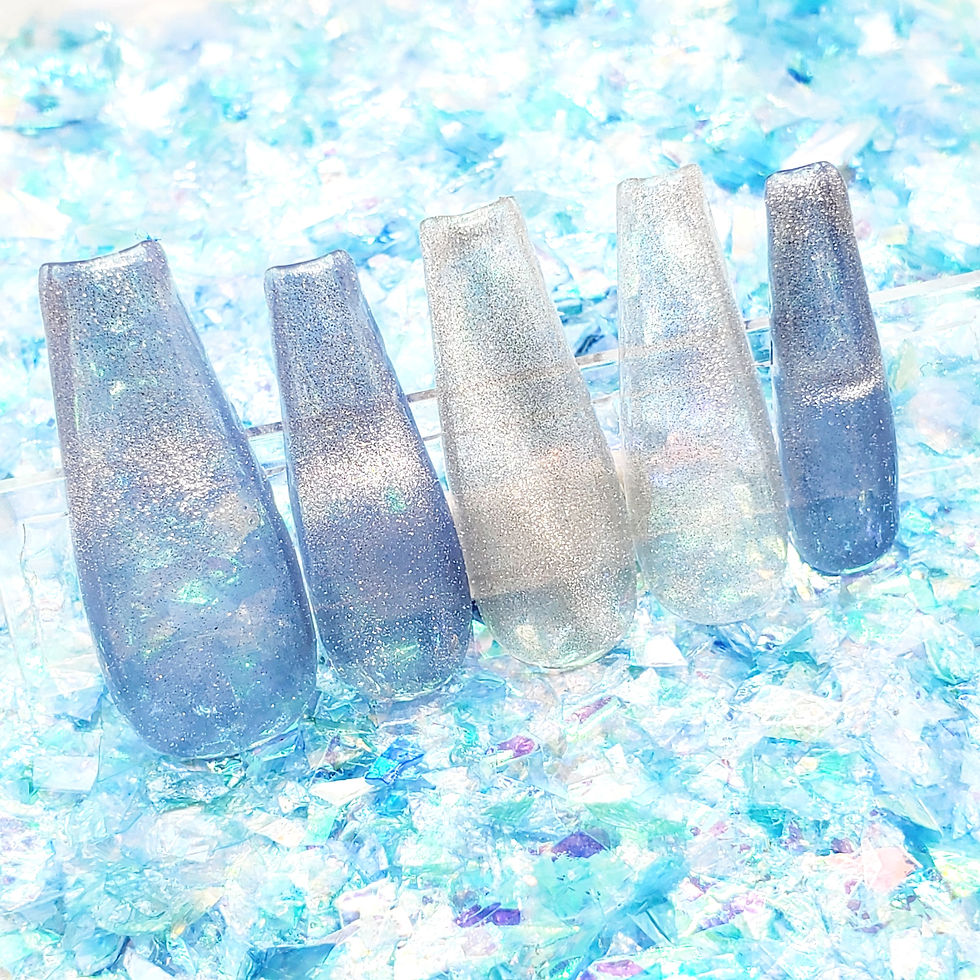 Thumbnail: Blue Silver Magnetic Stripe Tip Long Ballerina Nail Set Gel Press On Nails