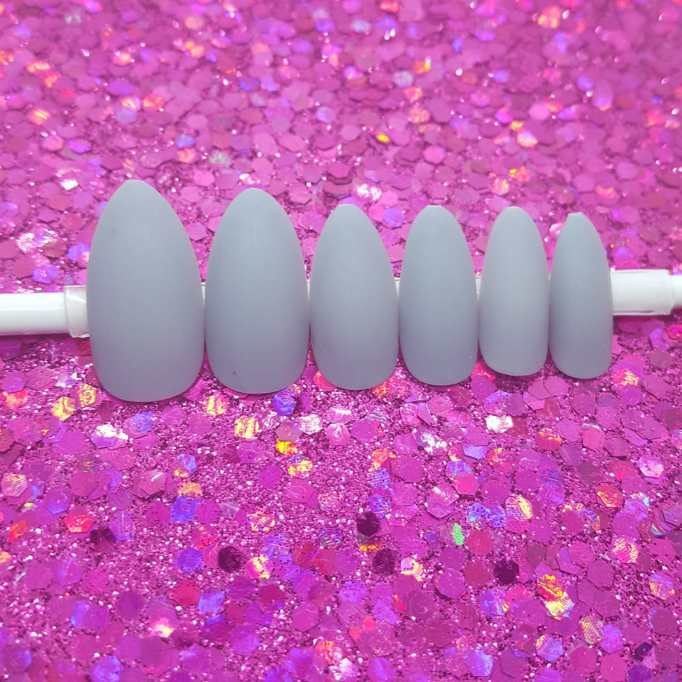 Thumbnail: Ready To Wear - Steel A Fan | Light Gray | Coffin or Stiletto Press On Nail Set