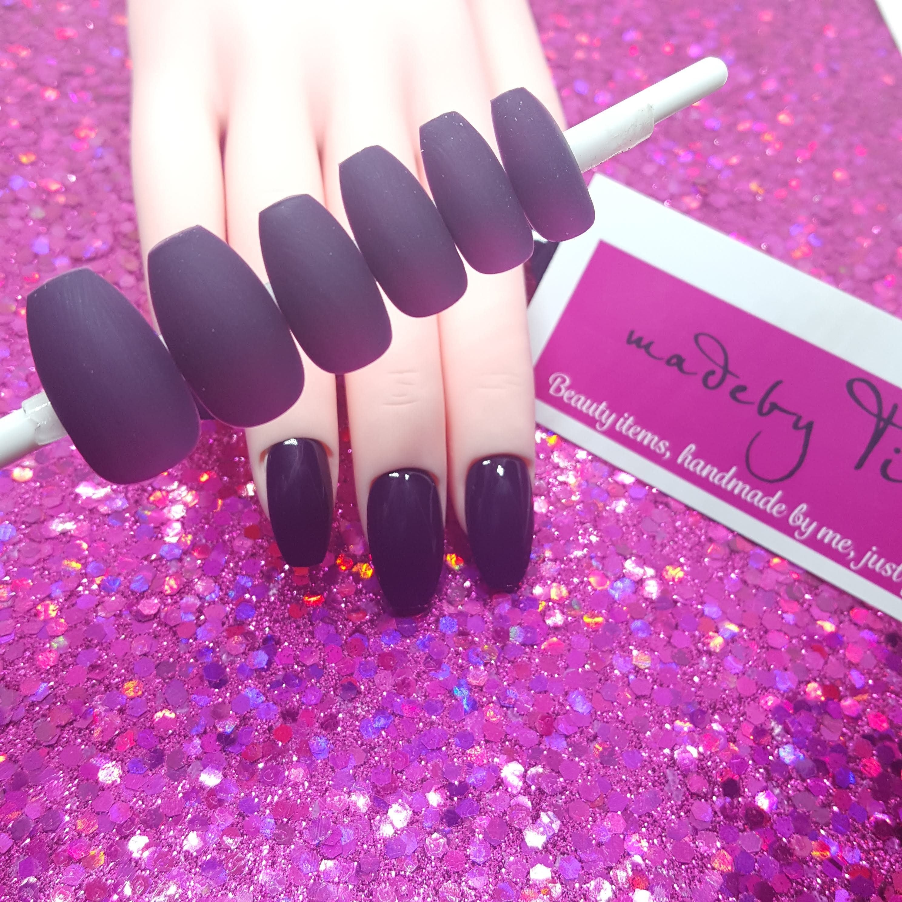 Ready To Wear - Passion For Purple | Dark Purple | Coffin or Stiletto Press On Nail Set
