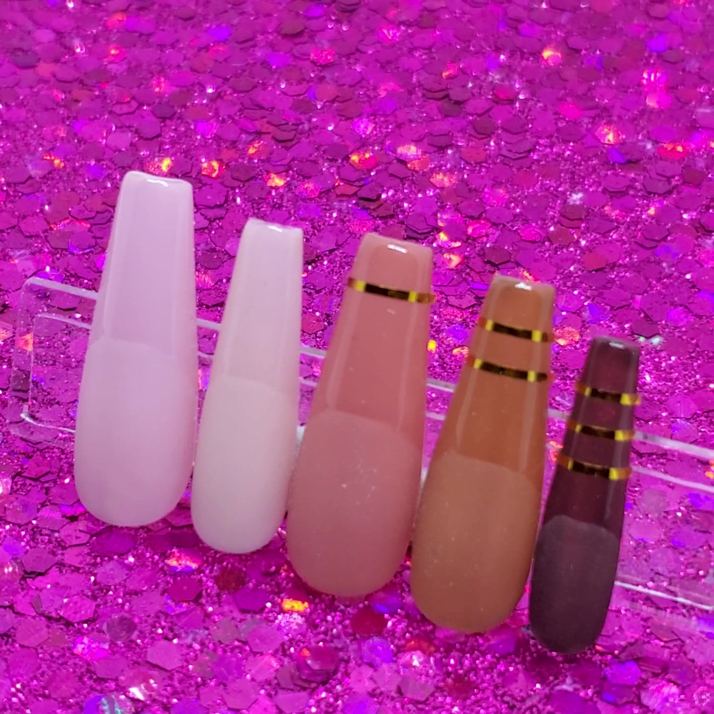 Matte Nude Ombre Striped French Tip Nail Set