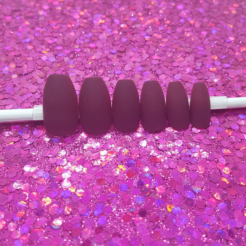 Thumbnail: Ready To Wear - Burgundy Bandit | Deep Red | Coffin or Stiletto Press On Nail Set