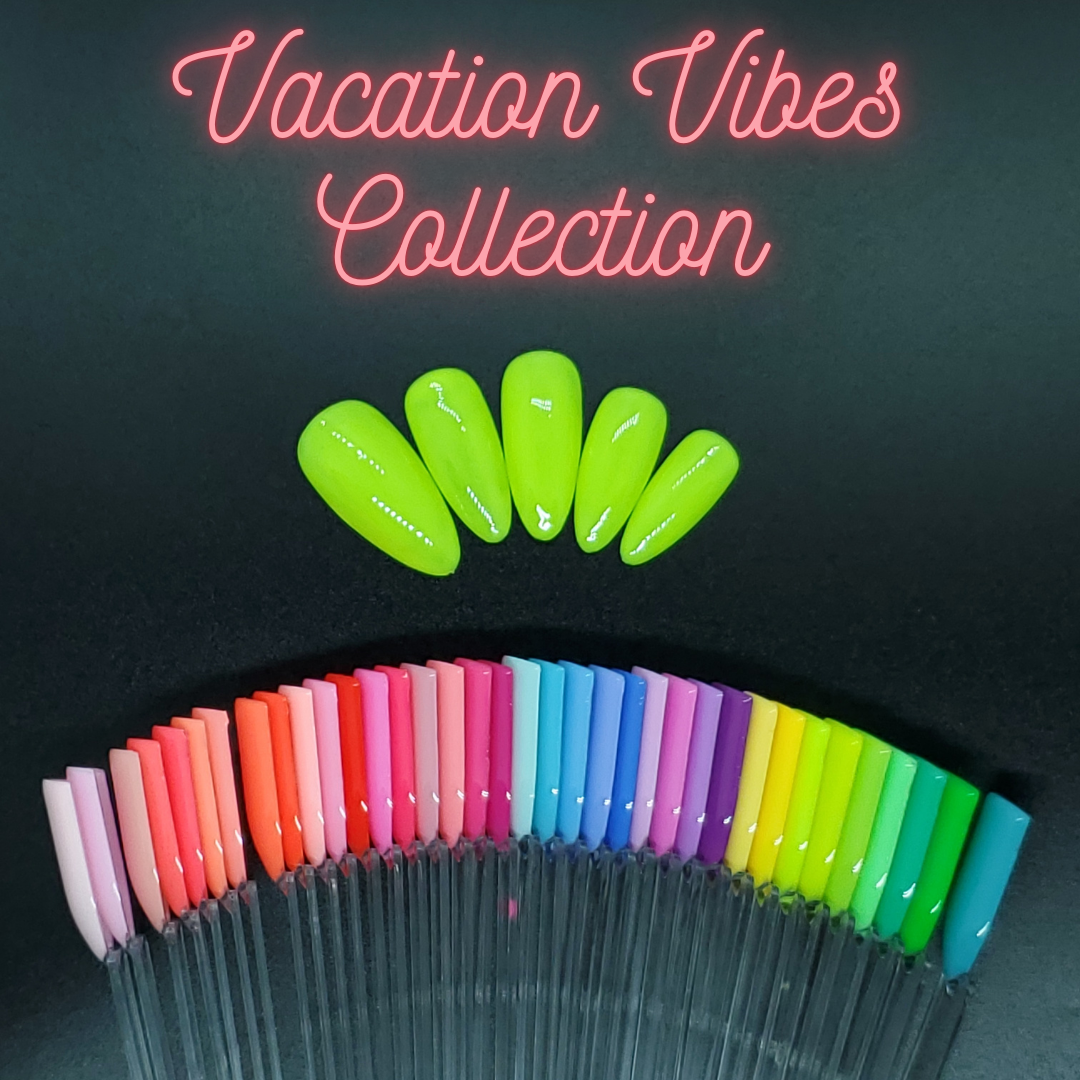 Vacation vibes Neon, bright, bold, summer colors - pink, green, yellow, orange blue and purple press on nails