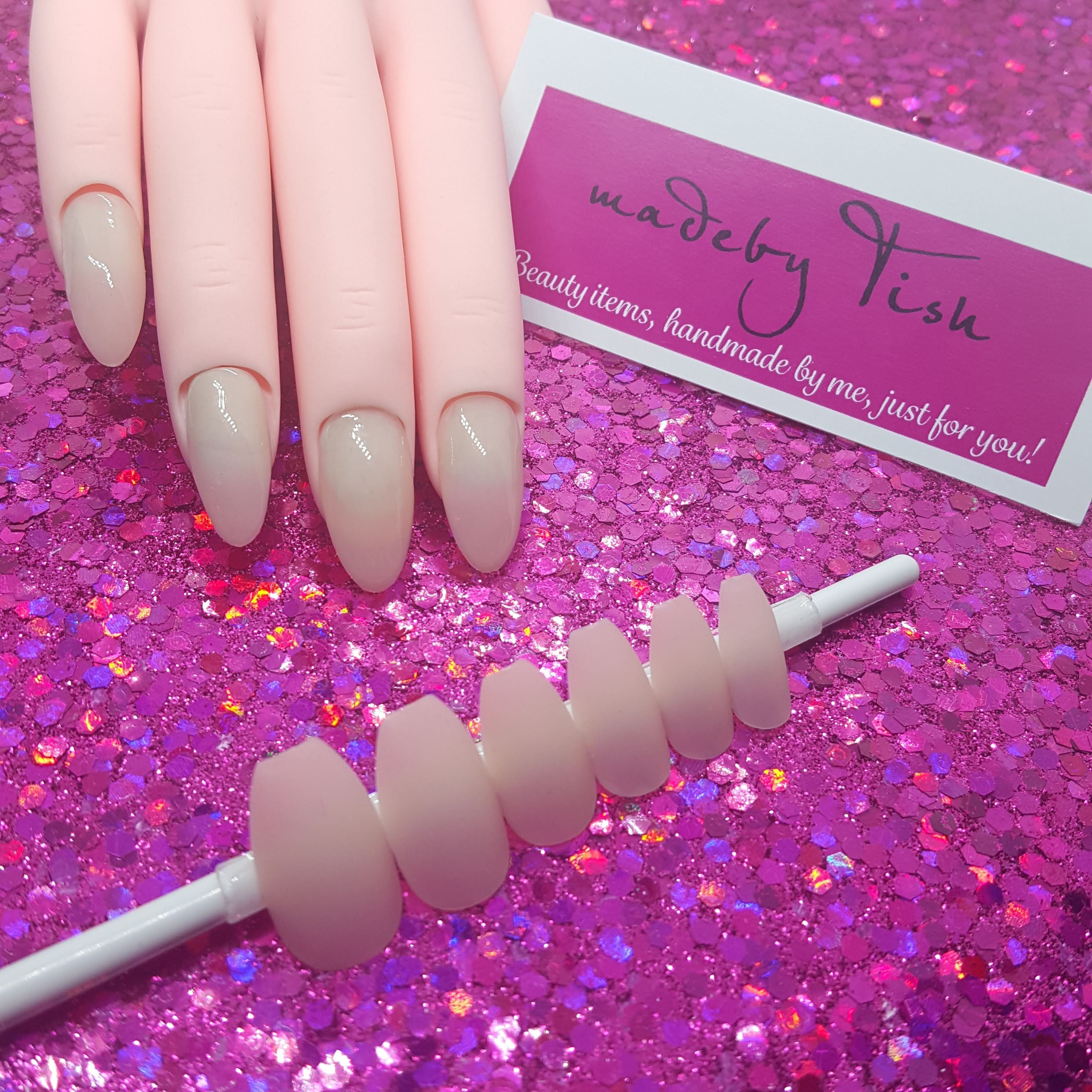 Ready To Wear - Opal Opulence | Nude Beige Pink | Coffin or Stiletto Press On Nail Set