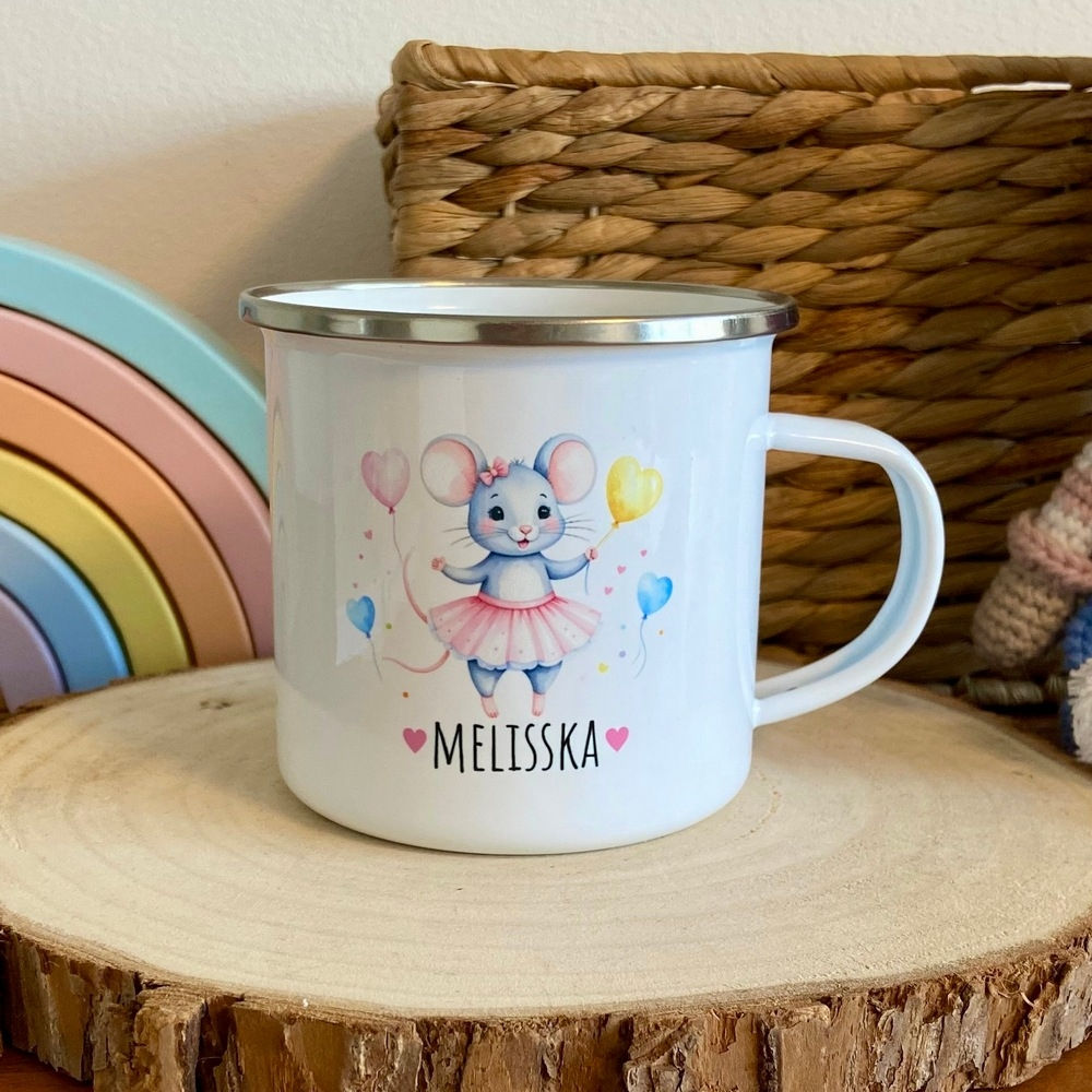553 Myška s balónky - Plecháček / hrníček se jménem