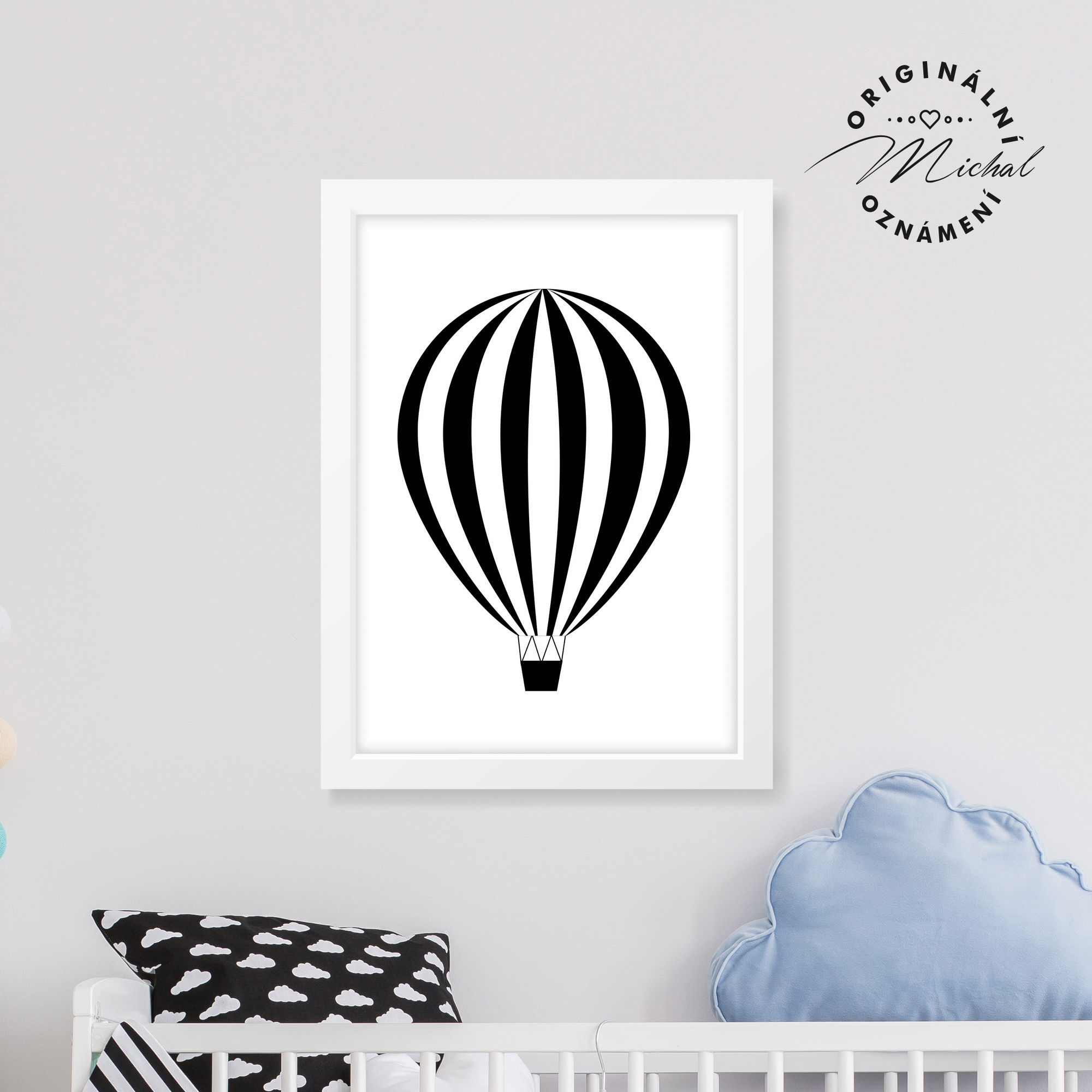 Létající balón proužky – plakát