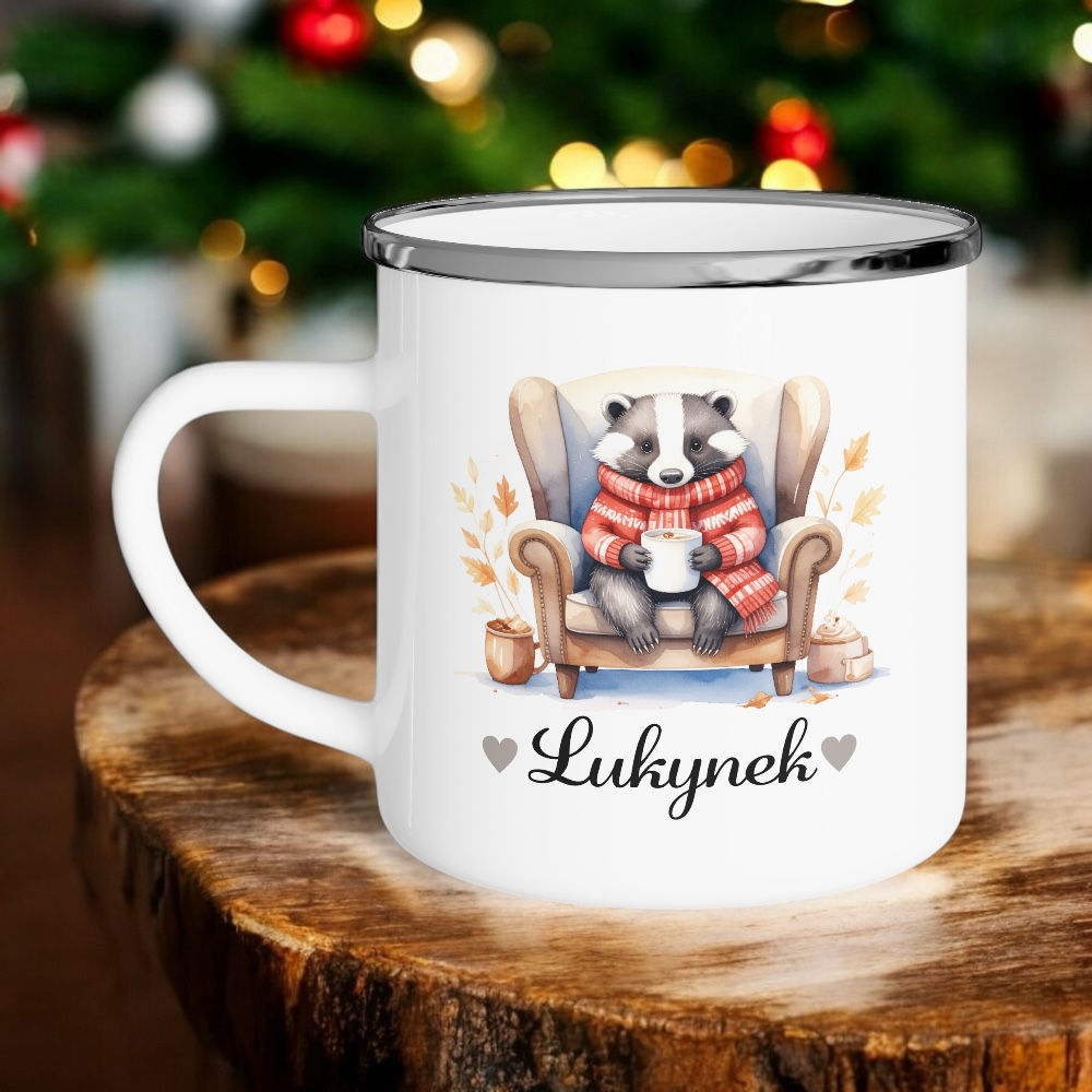 Vánoční Hrníček plecháček se jménem - jezevec