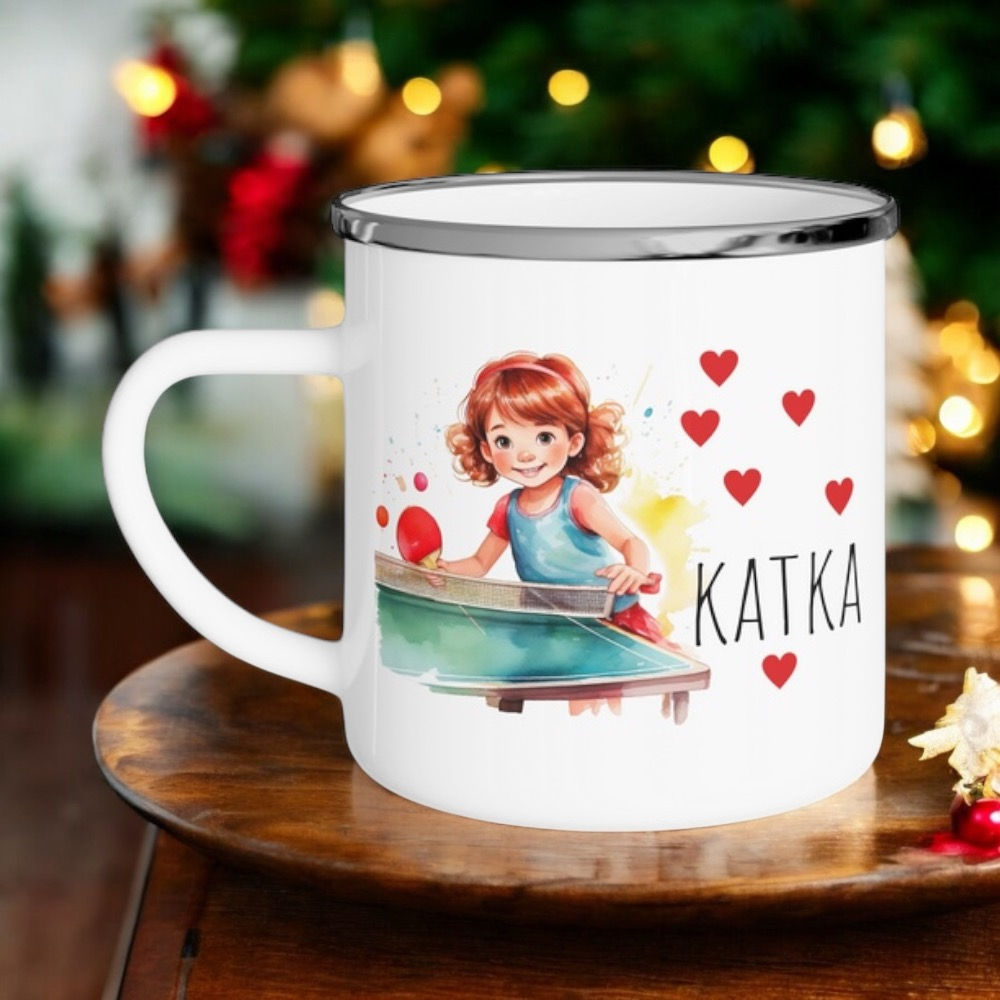 Stolní tenis plecháček / hrníček se jménem 1