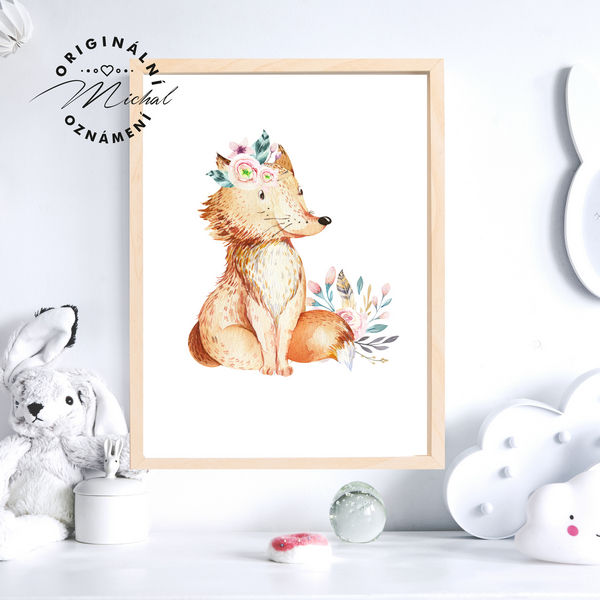 Plakát liška s kytičkami