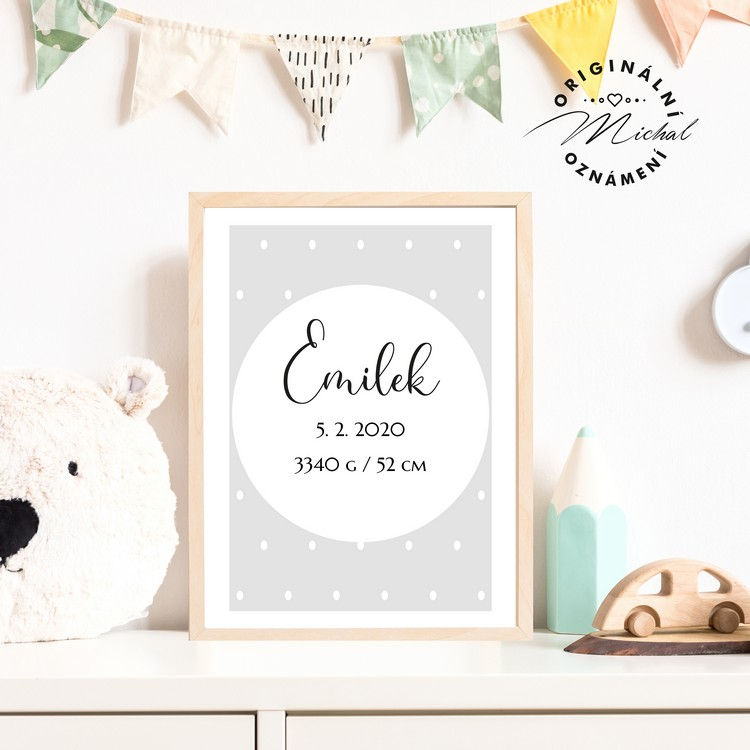 Plakát s údaji narození 21
