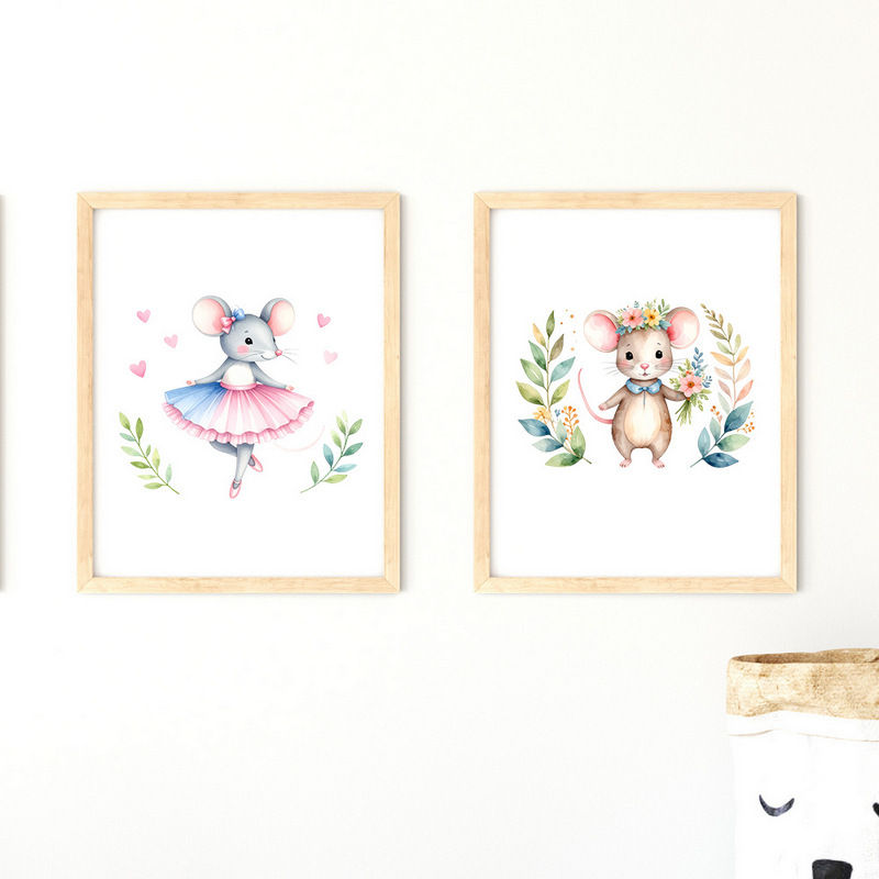 Obrázky do dětského pokoje s motivem myšek