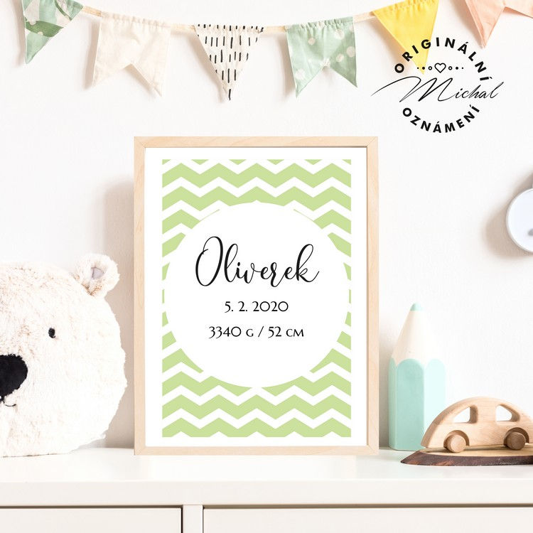 Plakát s údaji narození 18