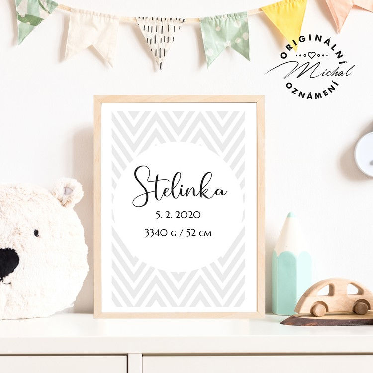 Plakát s údaji narození 8
