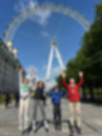 A jump photo in front of the London Eye
