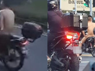 Penunggang Motosikal Telanjang Di Lebuhraya Singapura