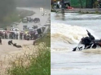 Penunggang Motosikal Berputih Mata, Moto Disaup Arus Dek Banjir Di Johor Dan Pahang