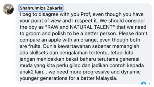 citing Haziq as an example of raw talent that needs to be polished