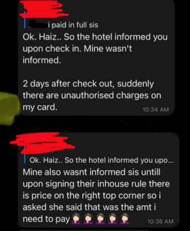 ask hotel informed