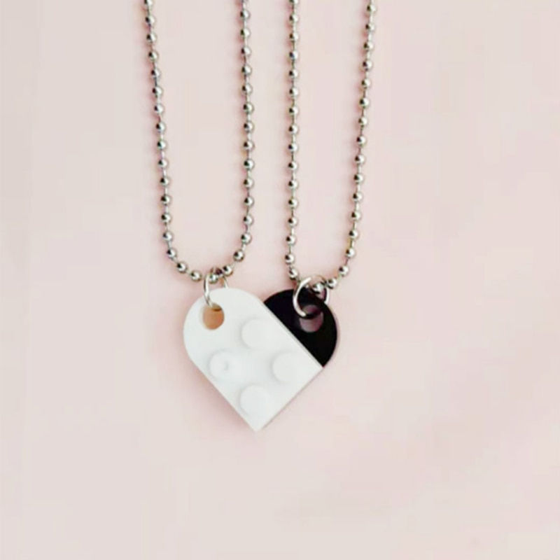 Thumbnail: 2Pcs Cute Love Heart Brick Pendant 