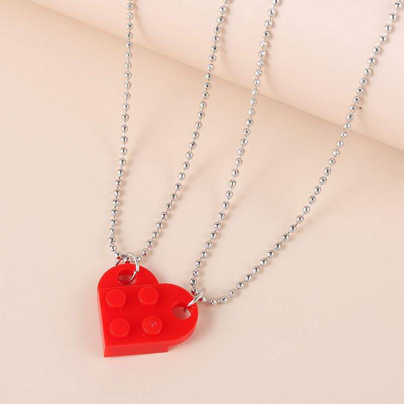 Thumbnail: 2Pcs Cute Love Heart Brick Pendant 