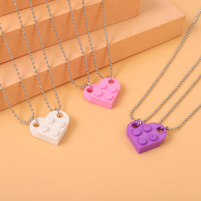 Thumbnail: 2Pcs Cute Love Heart Brick Pendant 