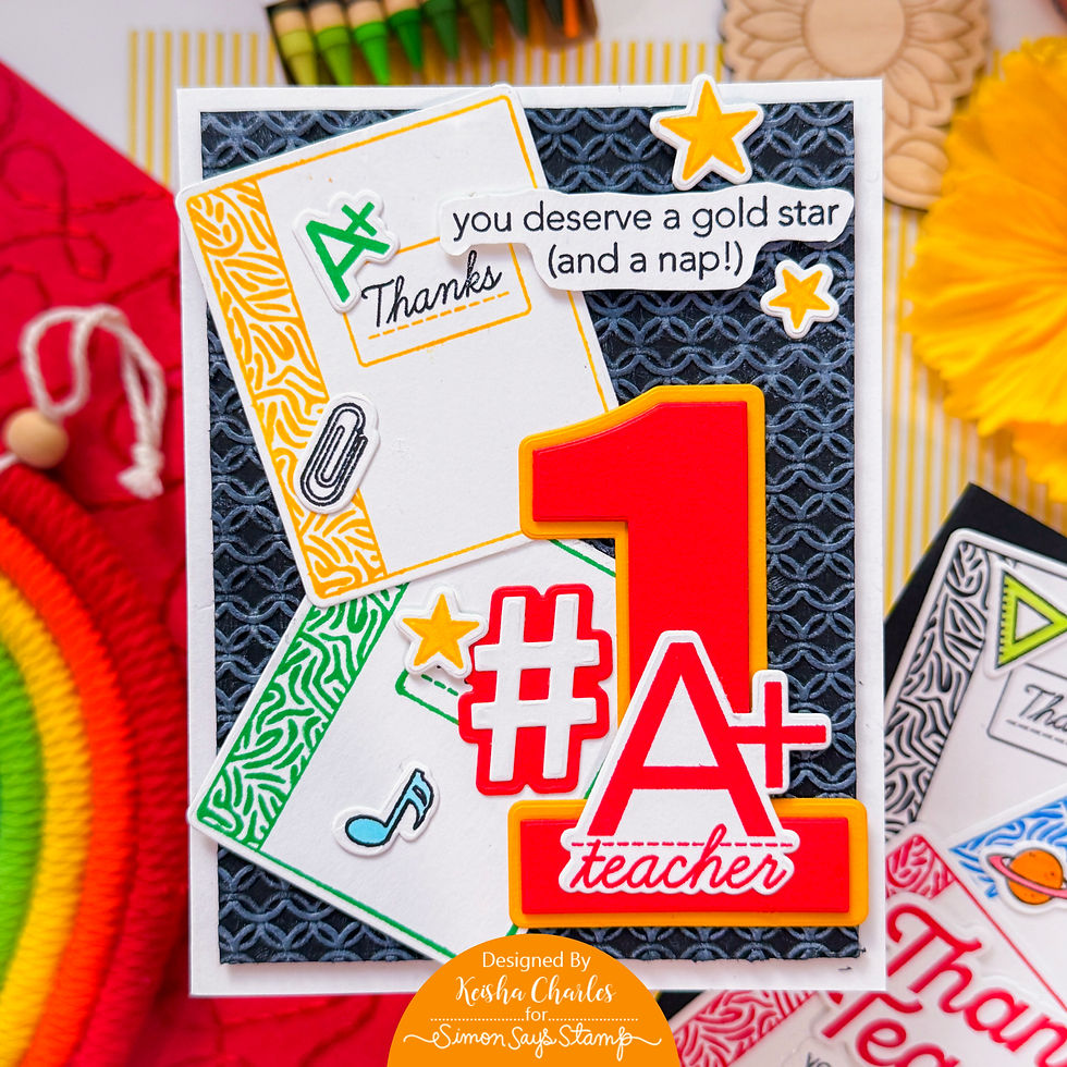 Colorful handmade teacher thank-you card with stars and paperclip; text reads you deserve a gold star (and a nap!)