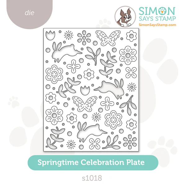 The Simon Says Stamp Springtime Celebration Plate is a delightful way to bring the joy of spring to your crafting projects. This intricate die cuts a full A2 panel featuring a whimsical scene of frolicking bunnies, blooming flowers, fluttering butterflies, and delicate leaf sprigs. Designed with both cutting and embossing details, it adds beautiful texture and dimension for a truly elegant finish.