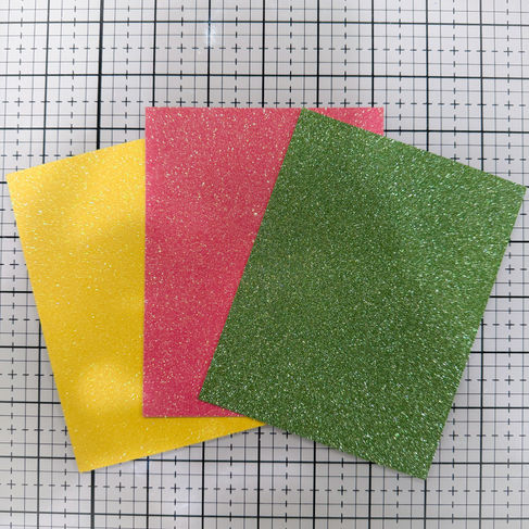 Yellow, pink and green glitter cardstock