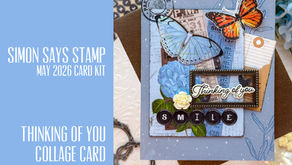 Card kit featuring Long Stem Florals Stamp set and collage ephemera card