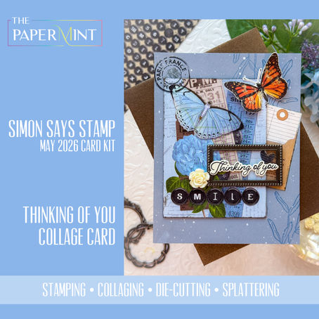 Card kit featuring Long Stem Florals Stamp set and collage ephemera card