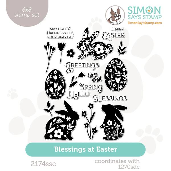 Easter Stamp Set with bunny and egg silhouette images adorned with florals