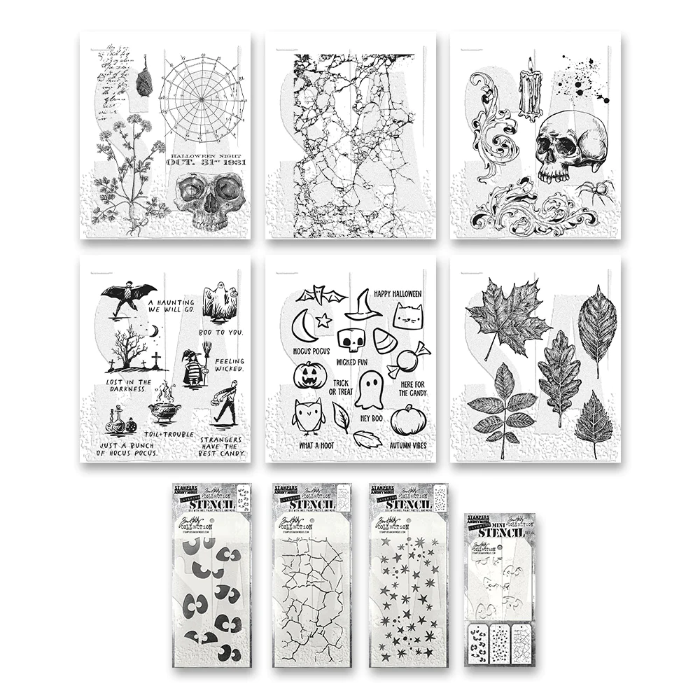 Tim Holtz STAMPERS ANONYMOUS Halloween 2023 Release SKETCHY LEAVES Decor