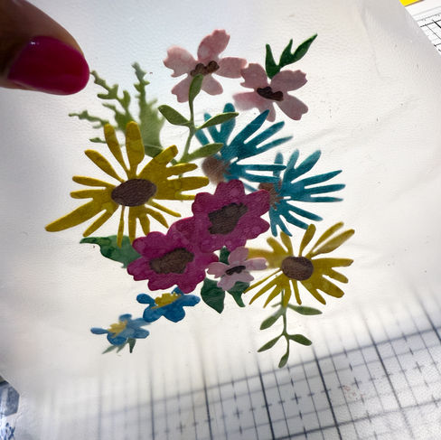 Flower die-cuts on film