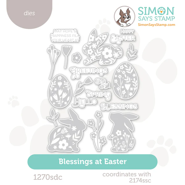 Easter Die Set with bunny and egg silhouette images adorned with florals