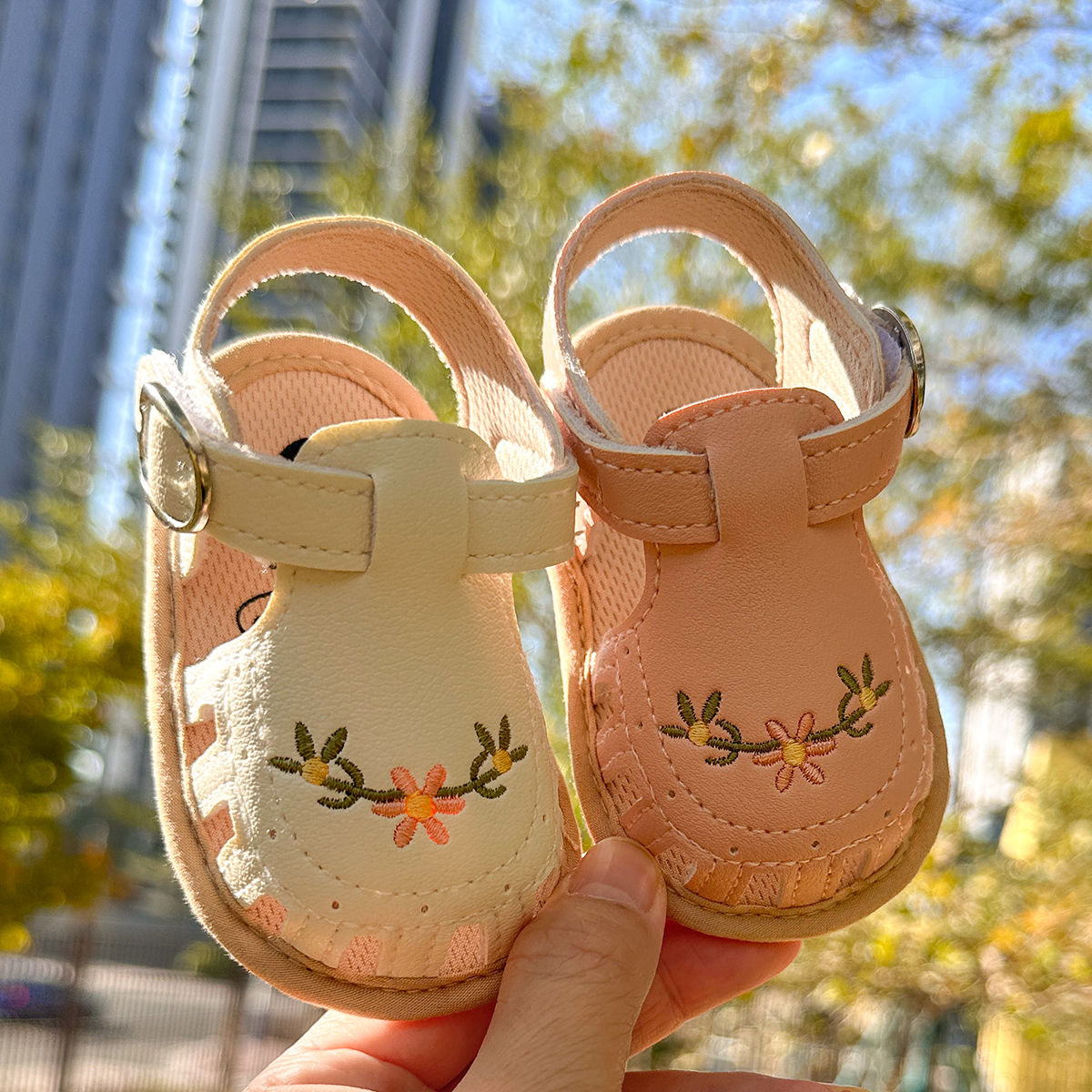 FloralStep™ Embroidered Baby Sandals