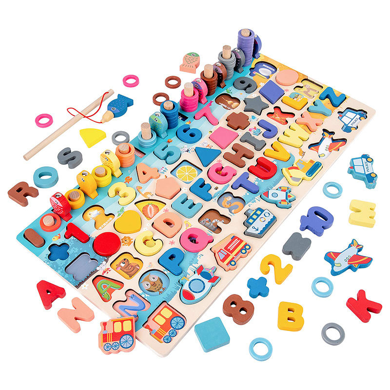 Thumbnail: Montessori Wooden Toys Kids Busy Board Animal Math Fishing Numbers Matching Digi